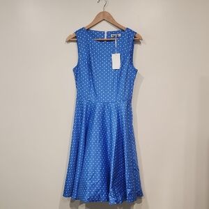 NWT! Grace Karin Blue Polka Dot‎ Sleeveless Dress